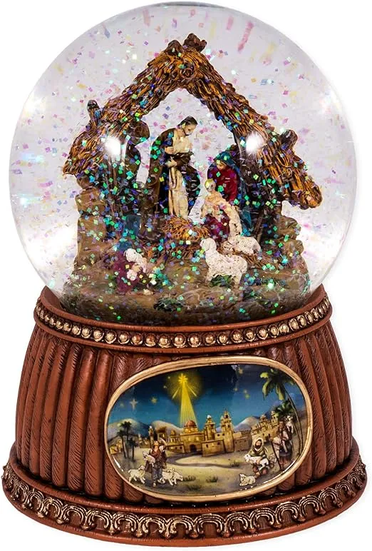 Nativity Snow Globe Musical 5.5"H