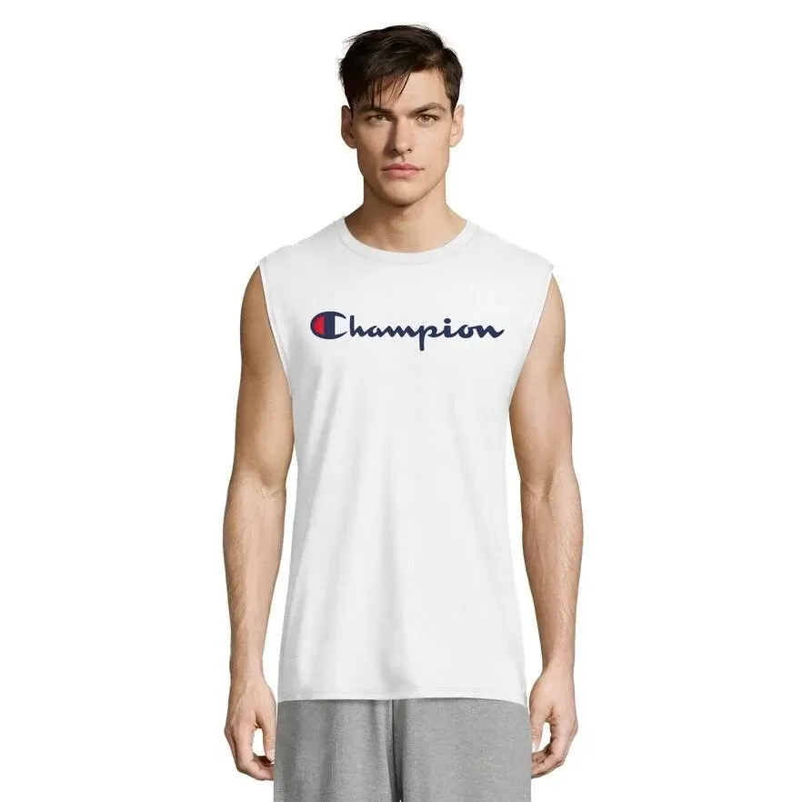 Champion Mens Classic Logo Muscle Tank Top - White - Large