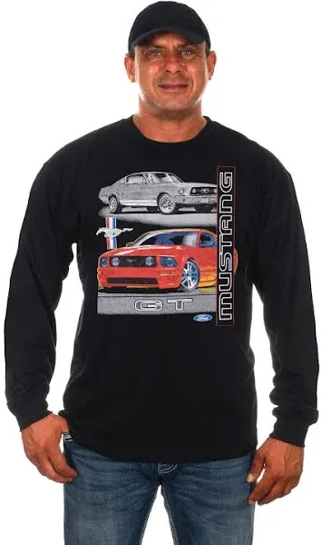 JH Design Group Men's Ford Mustang GT Black Long Sleeve T-Shirt