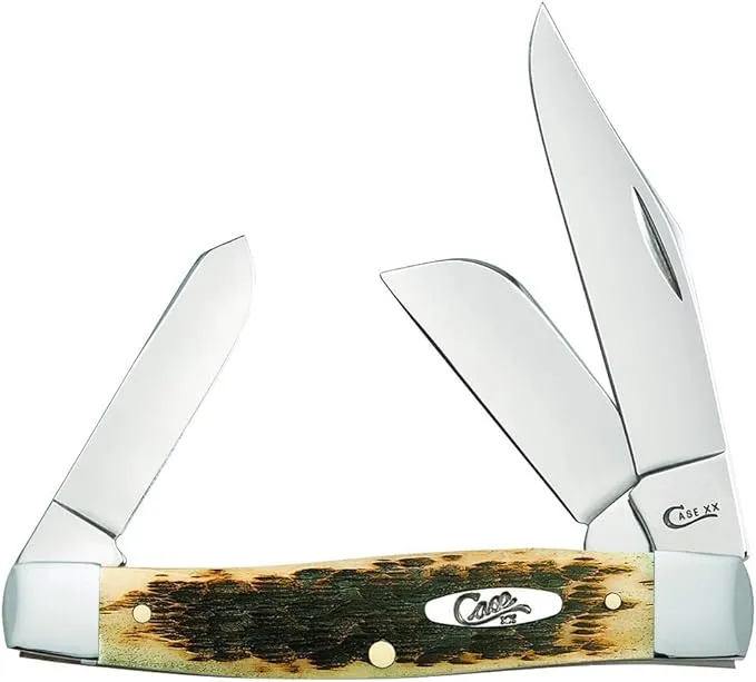 CASE XX WR Pocket Knife Amber Jigged Bone Large Stockman Cv Item #204 - (6375 Cv) - Length Closed: 4 1/4 Inches 