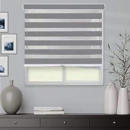 CHICOLOGY Zebra Blinds , Roller Window Shades , Blinds for Windows , Roller Shades for Windows , Window Shades for Home , Window Shades , Pull Down Shades for Windows , 57"W X 72"H , Basic Slate