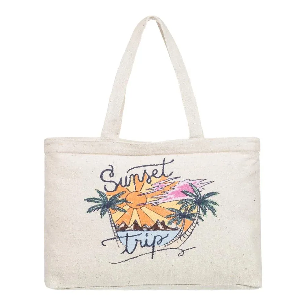 Summer Flower Tote Bag - Natural