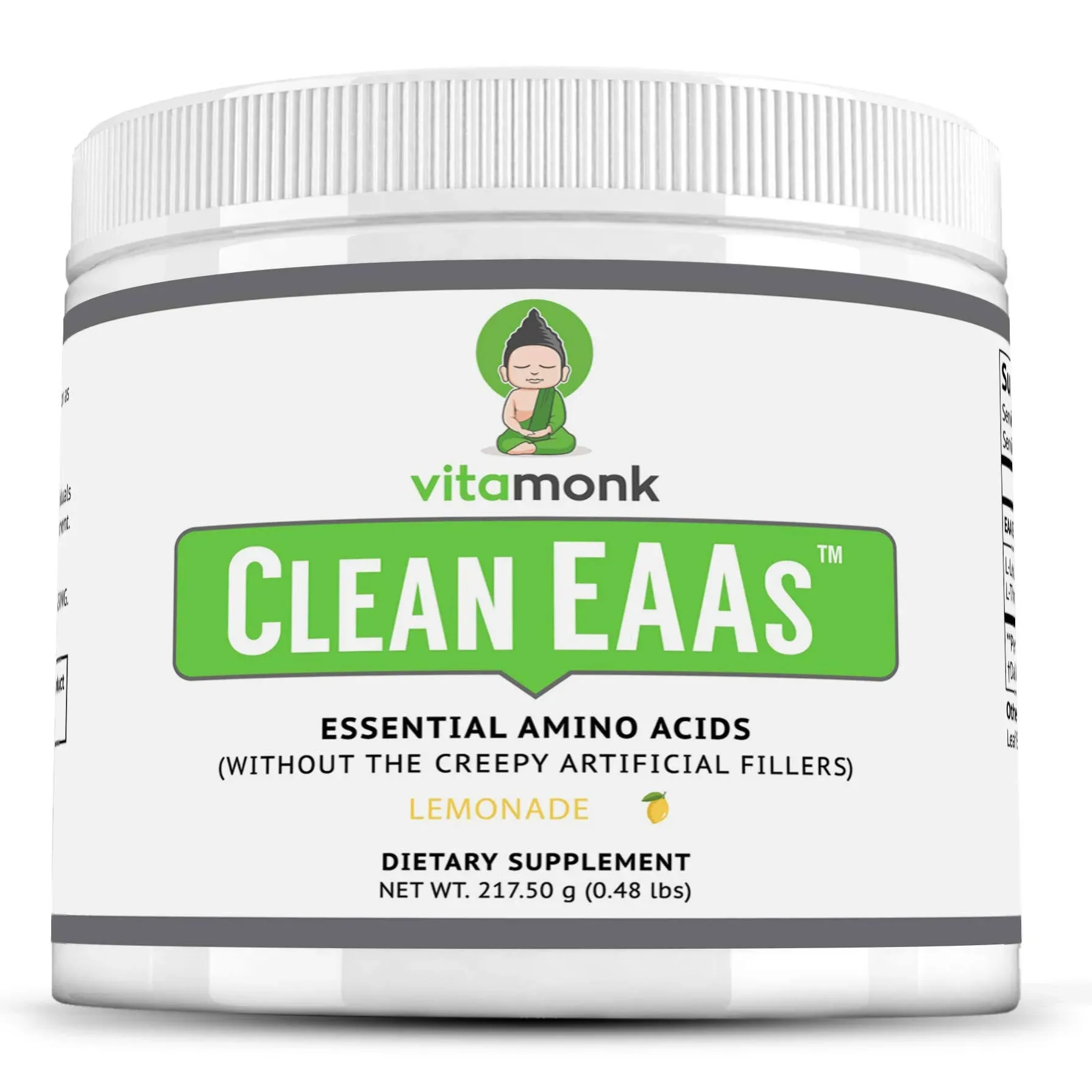VitaMonk Clean EAA - EAAs with No Artificial Sweeteners for Pre-Workout, Energy and Recovery - Max Bioavailable EAA Powder with 9 Essential Amino
