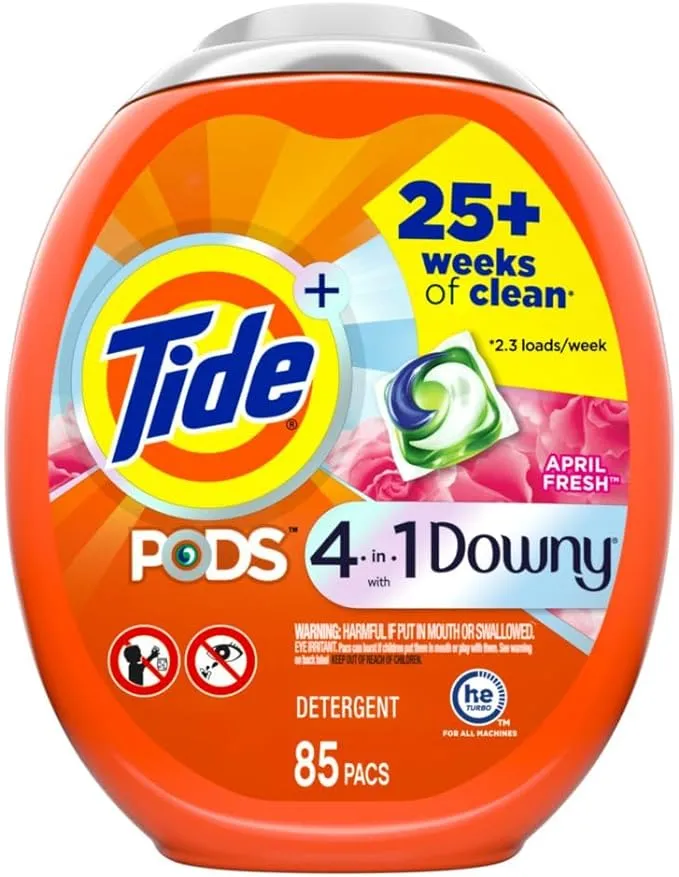 Tide PODS 4 in 1 with Downy, Laundry Detergent Soap PODS, April Fresh Scent, 73 Count, Packaging May VaryTide PODS 4 in 1 with Downy, Laundry Detergent Soap PO…