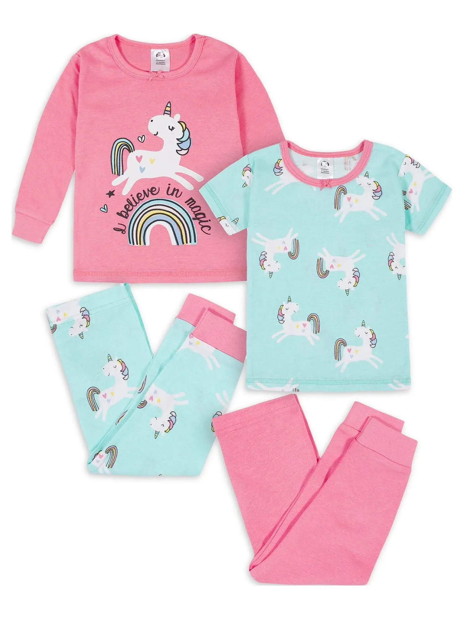 Gerber 4-Piece Baby & Toddler Girls Unicorn Snug Fit Cotton Pajamas