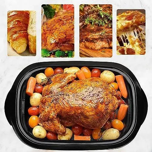 20 Quart Electric Roaster Oven with Self-Basting Lid, Turkey Roaster with Defrost Warm Function, Adjustable Temperature, Removable Pan Rack, Stainless Steel, Silver