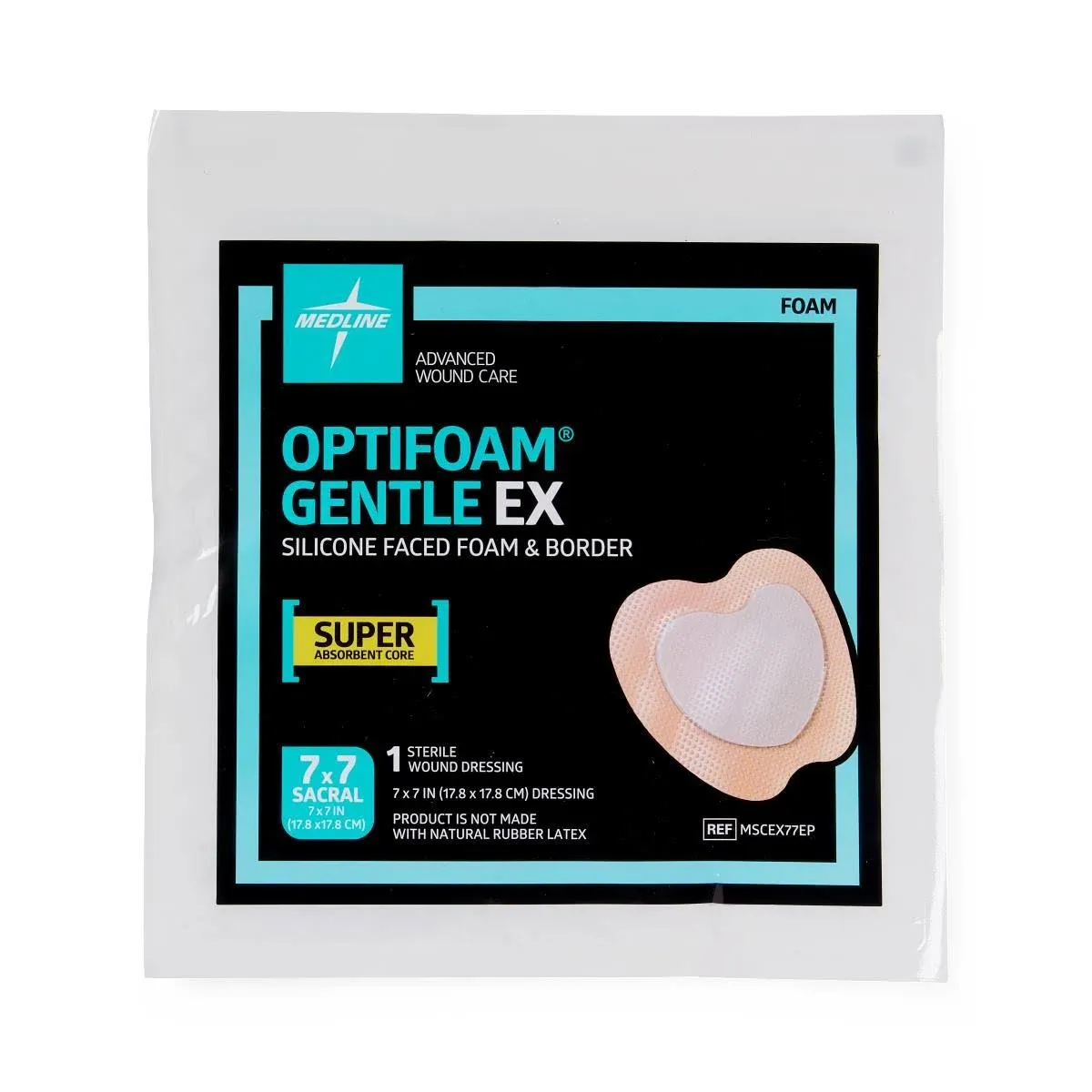 Optifoam Gentle EX Sacrum Foam Dressing, 7" x 7", Each