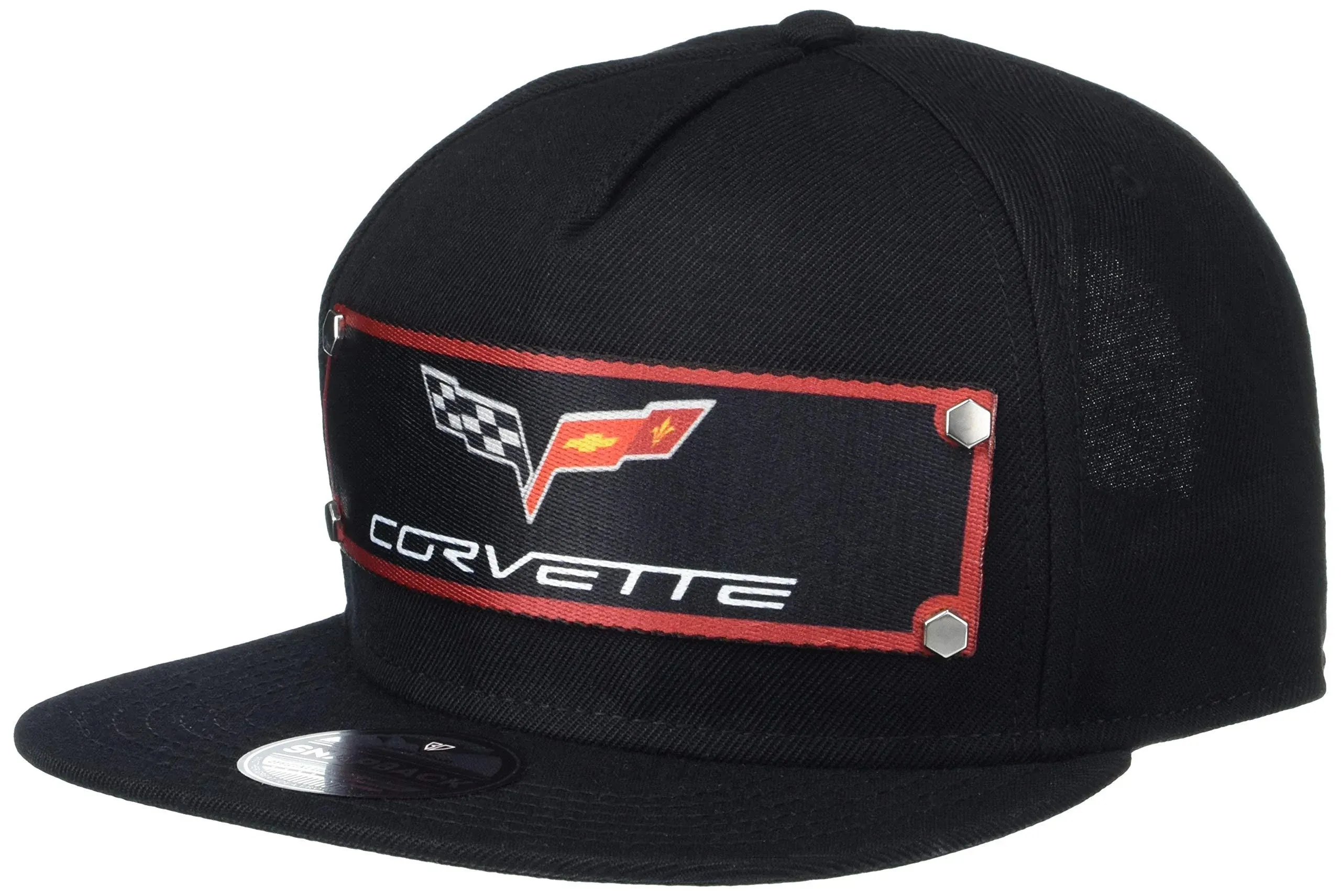 Corvette C6 Flag Logo Black Auto Car Trucker Snapback Hat Cap Official Licensed