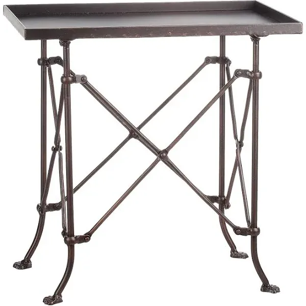 Creative Co-Op Vintage Rectangular Metal End Table with Claw Feet, Bronze Finish Medium Rectangle