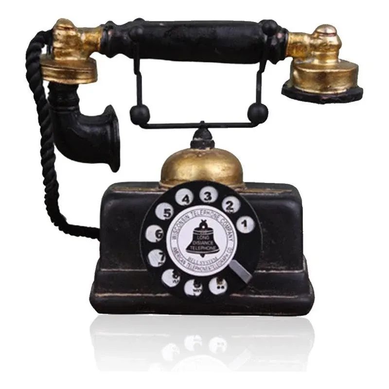 7 inch Creative Retro Telephones European Resin Rotary Dialing Telephone Decoration Cafe Bar Window Decorative Home Deco