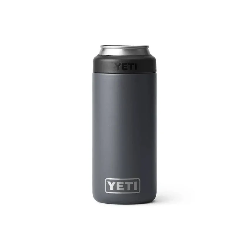 YETI Rambler 12 oz Colster Charcoal BPA Free Slim Can Insulator