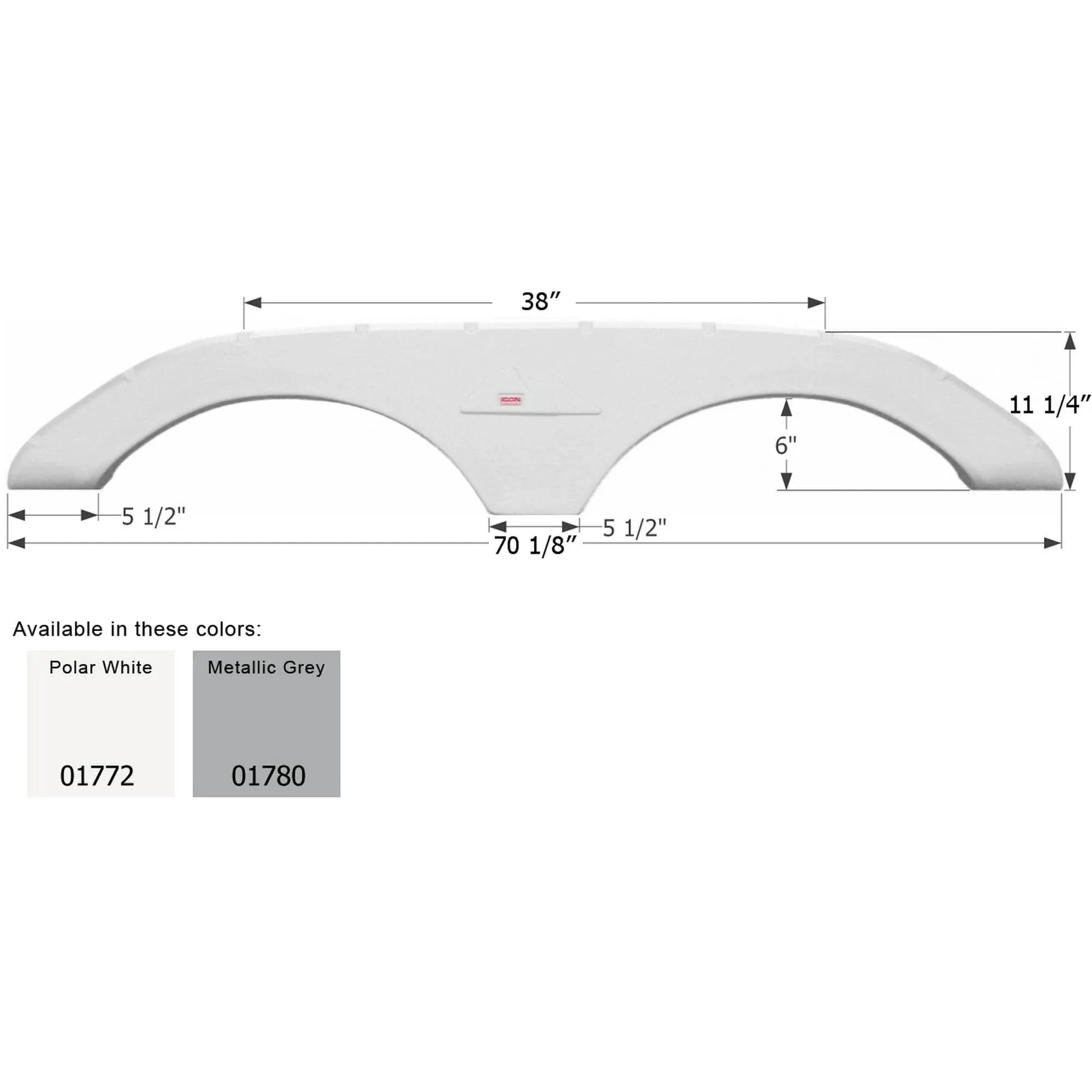 Icon Technologies Fender Skirt, Tandem, Keystone, FS1772, Polar White