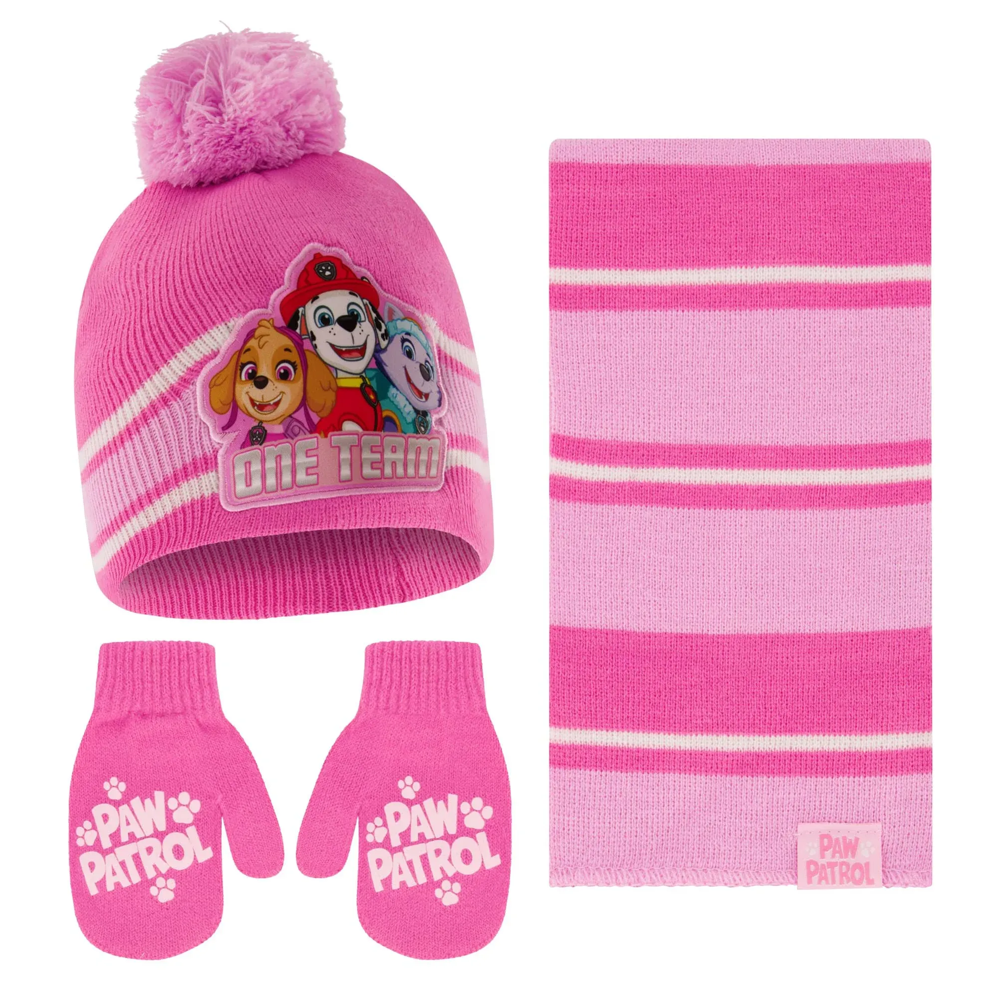 Nickelodeon girls Toddler Winter Hat, Scarf & Mittens Set 2-4 Or Paw Patrol Marshall Hat, Scarves & Kids Gloves Sets 4-7