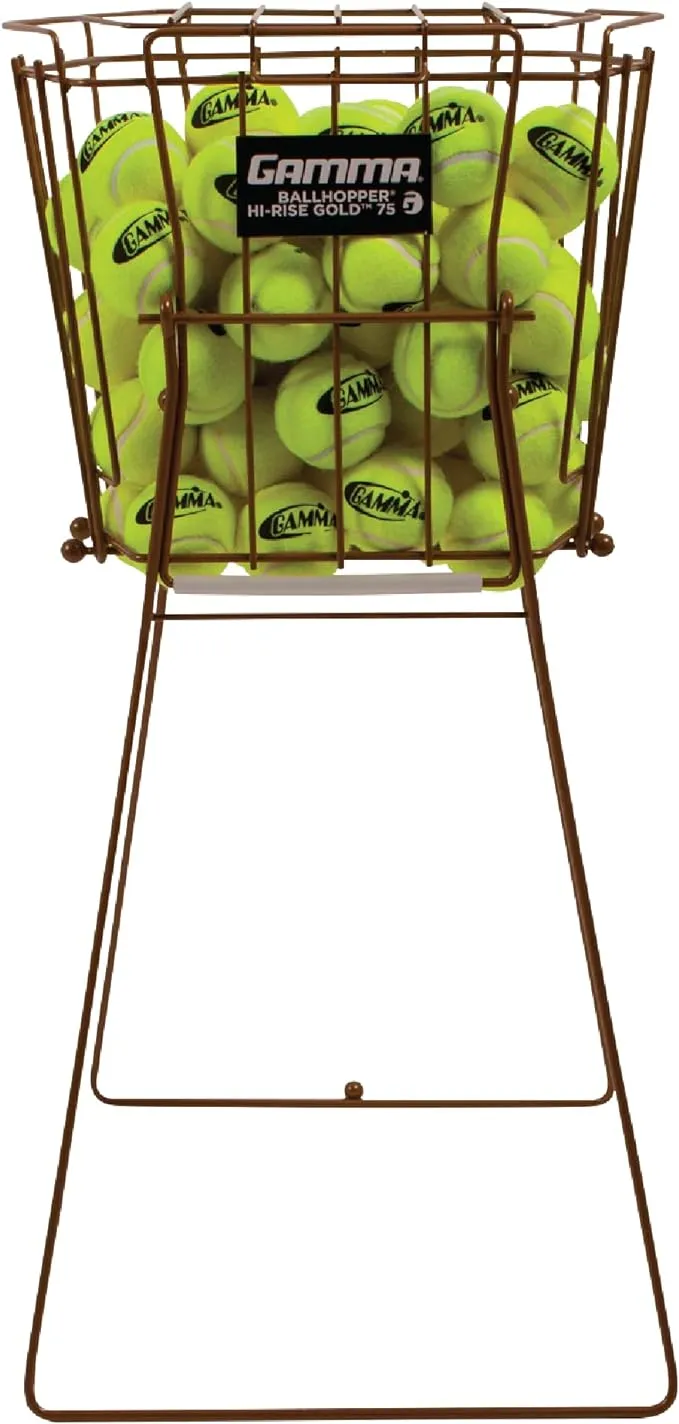 Gamma Ball Hopper Hi-Rise 75 Gold Ball Cart Holds 75 Tennis Balls