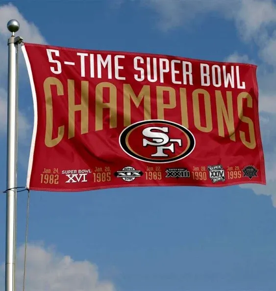 San Francisco 49ers 5 Time Super Bowl Champions 3x5 Banner Flag