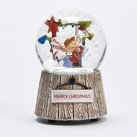 Roman Peanuts Charlie Brown and Snoopy Musical Snow Globe