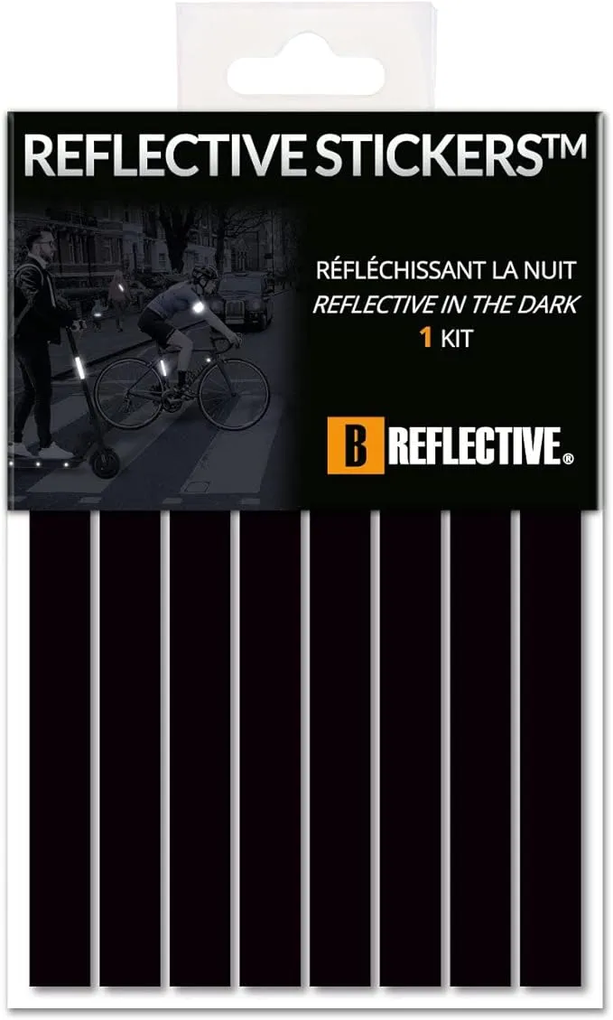 B REFLECTIVE - Set of 8 Retro Reflective Stickers for Scooters, Bikes, Motorcycles,... - Multi Support Strips - High Visibility - 3M Technology™ - Maximum Grip