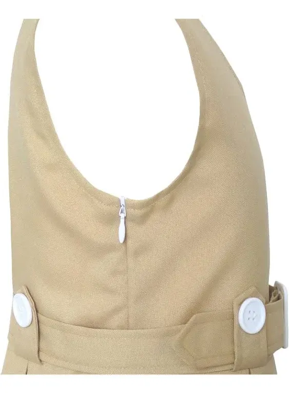 Sunny Fashion Girls Dress Khaki Button Back School Pleated Hem Size 6-14