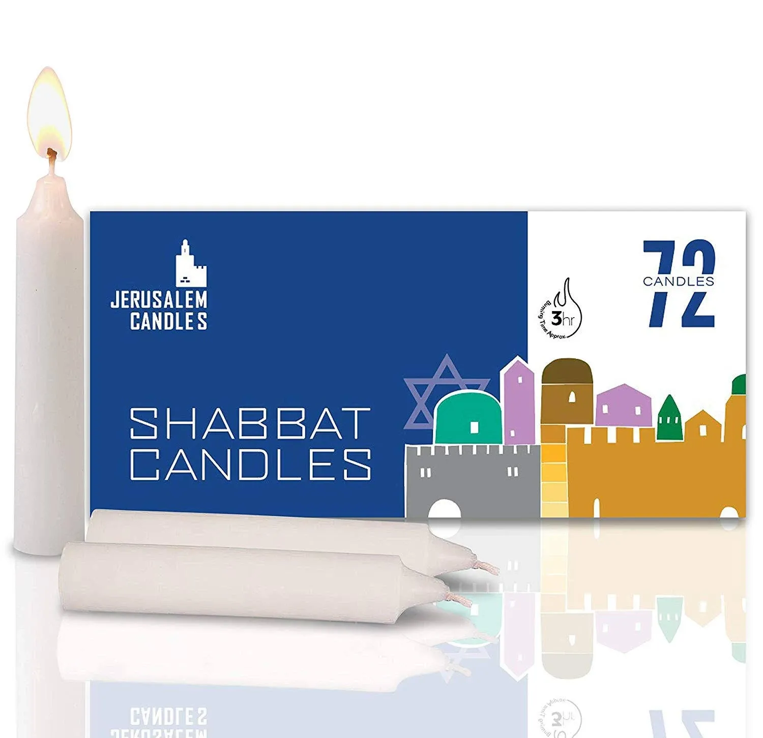 Shabbat Candles - Traditional Shabbos Candles - 3 Hour - 1-Pack x 72 Count