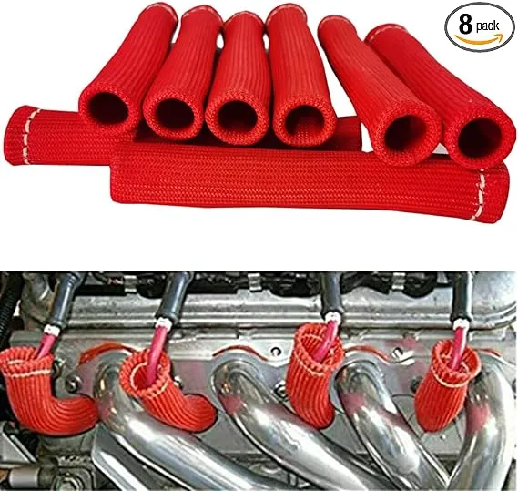 8P Red 2500° Spark Plug Wire Boot Protector Sleeve Heat Shield Cover For LS1/LS2