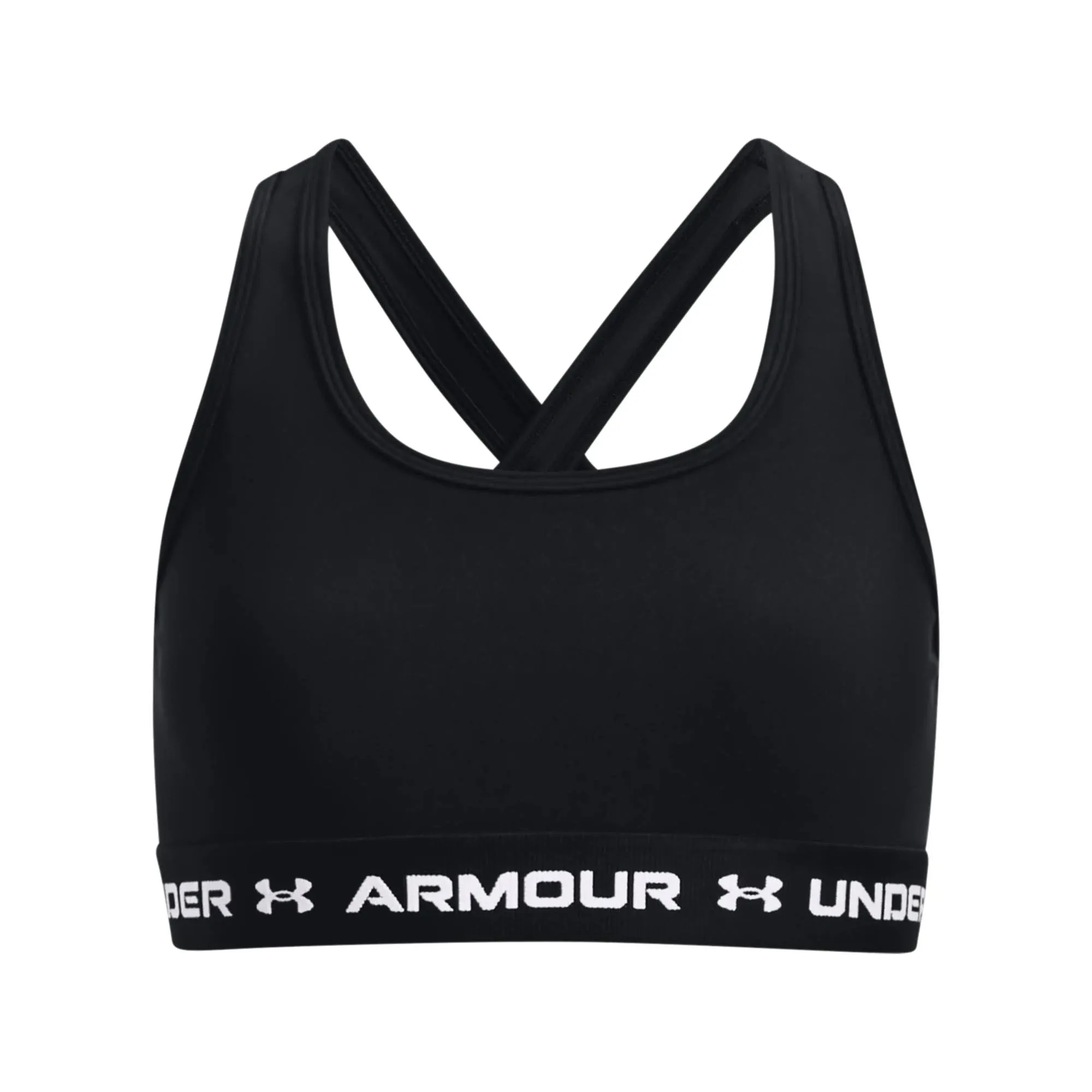 Under Armour Crossback Mid Solid Sports Bra - Girls - Black/White