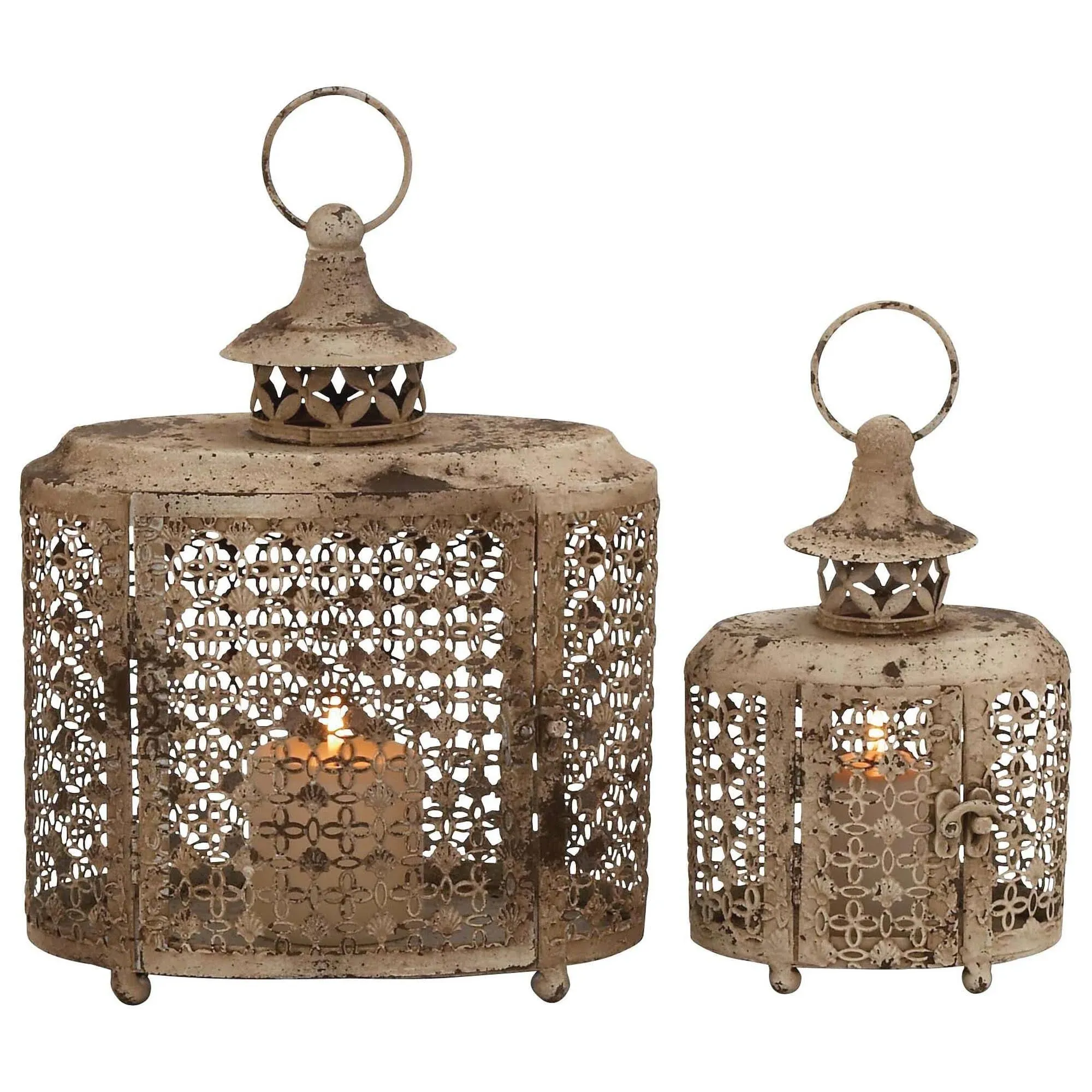 The Rustic Set of 2 Metal Candle Lantern