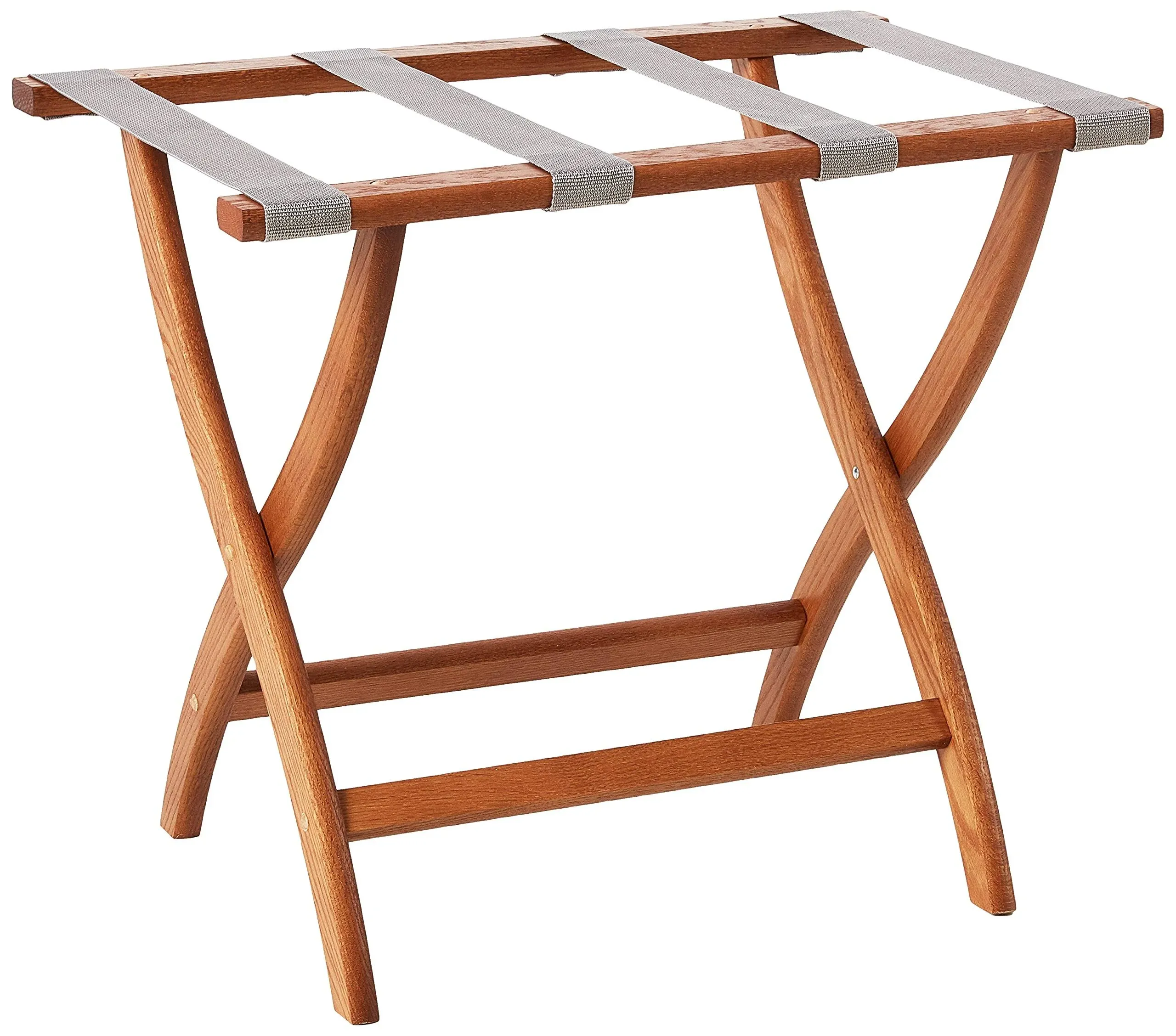 Wooden Mallet Designer Curve Leg Luggage Rack , Medium Oak