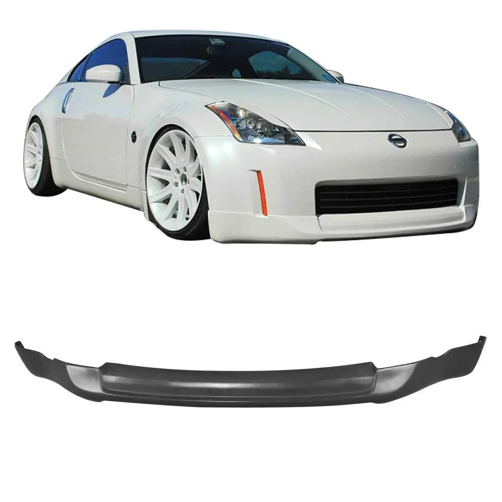 FREEMOTOR802 Front Bumper Lip Splitter Air Dam Chin Spoiler, Fits 2003-2005 Nissan 350Z, ING-S Style Unpainted Black PU 1PC Underbody Front Lip Spoiler Lower Guard Protector