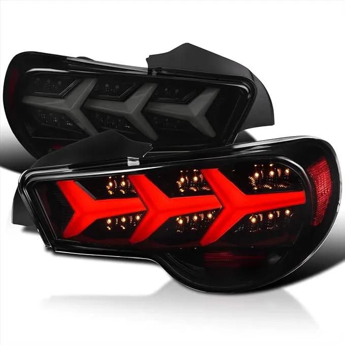 Spec-D Lambo Style Sequential LED Taillights (Glossy Black Housing/Smoke Lens) Scion | Subaru 2013-2016