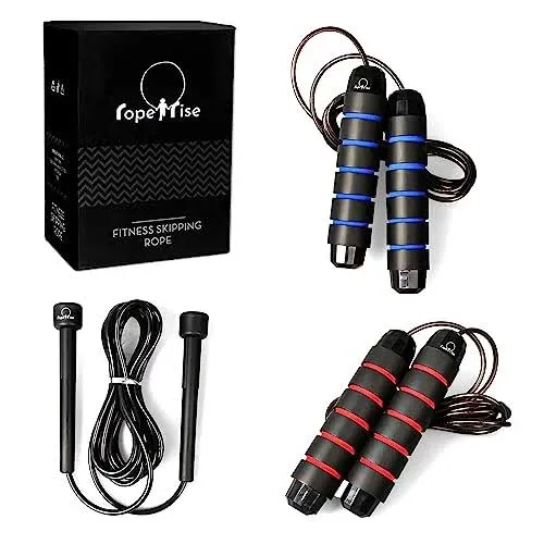 Jump Rope Fitness 3-Set for 2 Adults &amp; Child - Lightweight Adjustable Length ...