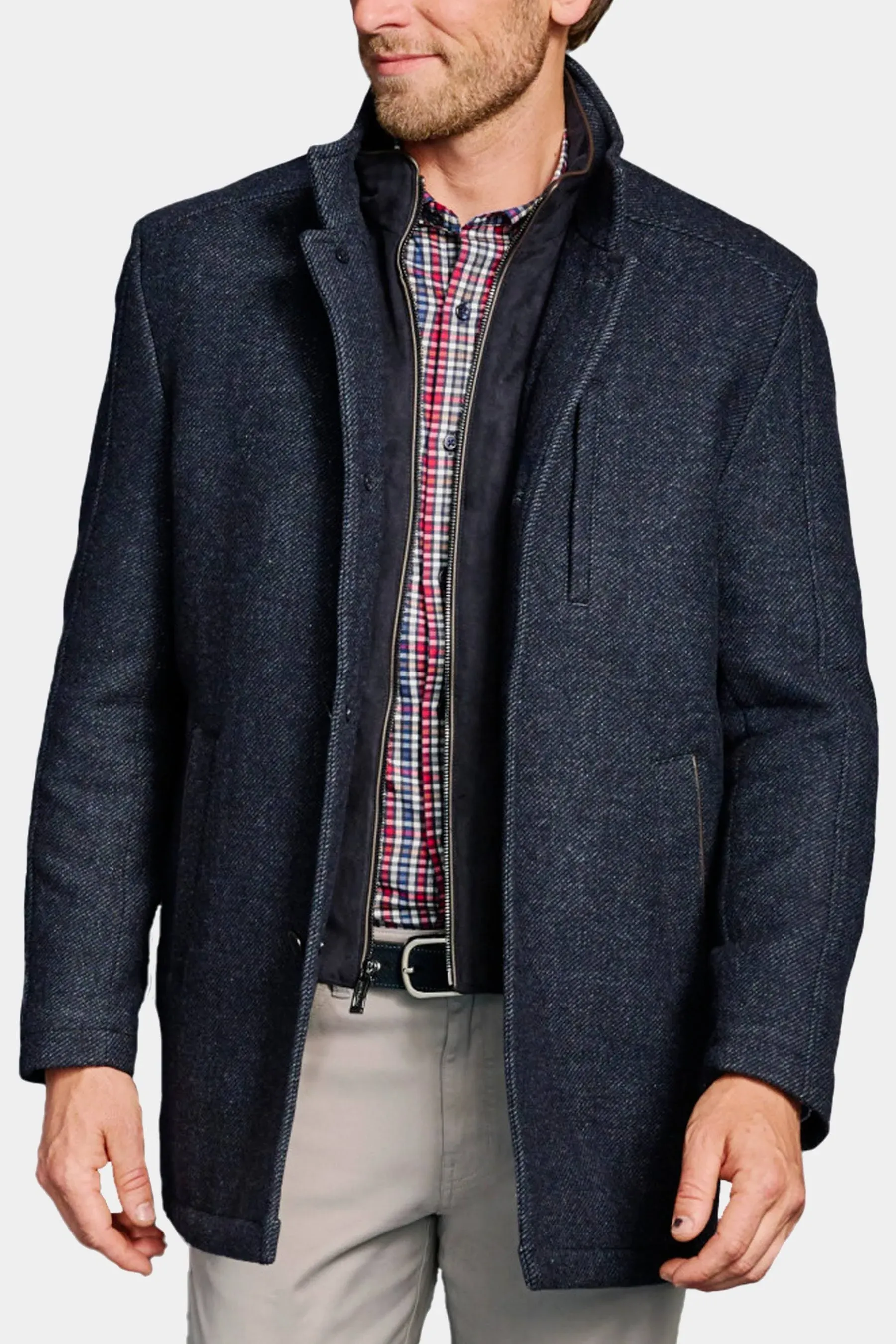 Johnston & Murphy Upton Car Coat for Men – Winter Jackets for Men, Timeless Men’s Plaid Coat