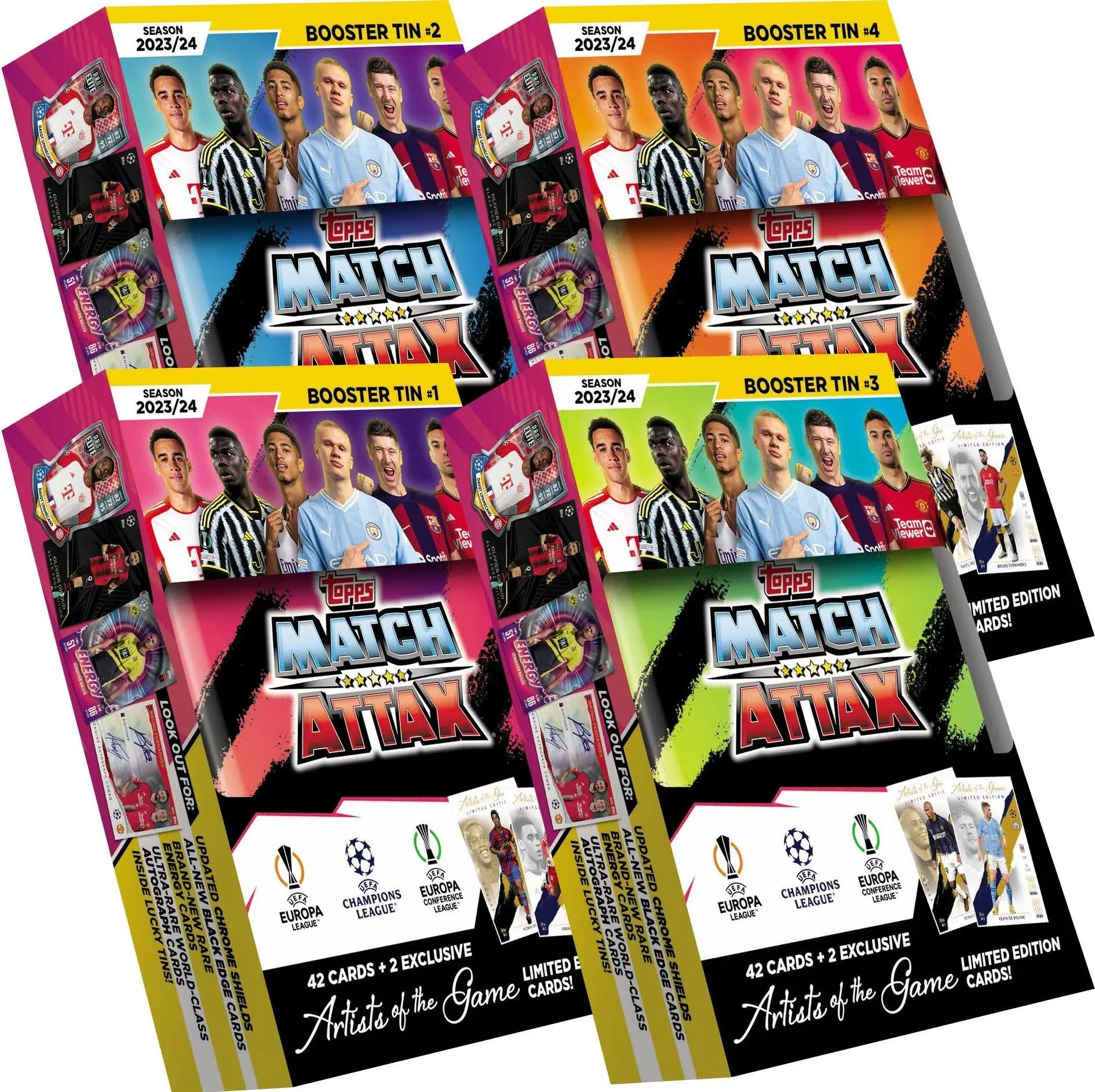 Topps UCL Match Attax Season 23/24 Booster Tin Inc. 2 Limited Editions Brand New