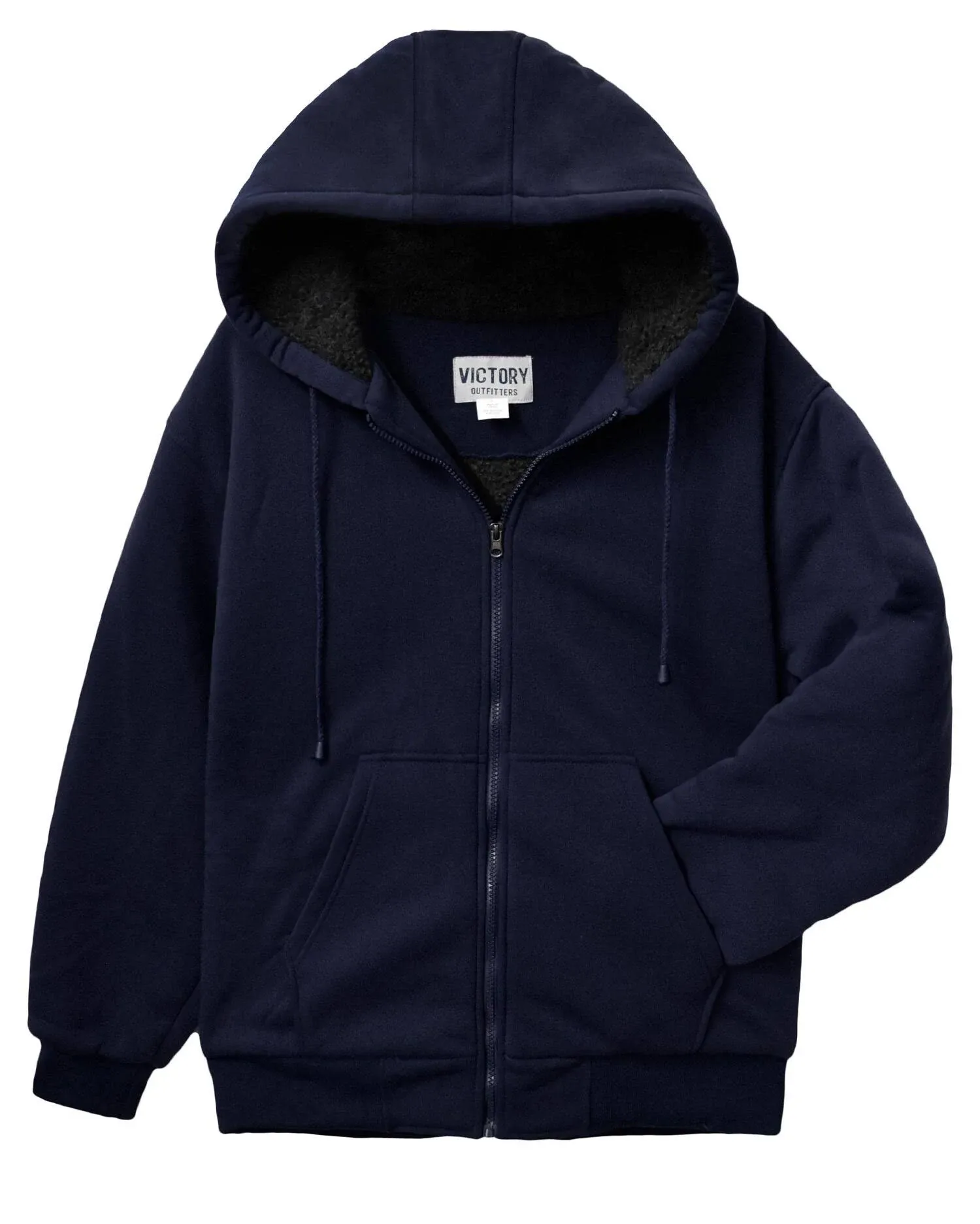 Victory Outfitters Men's Sherpa Fleece-Lined Zippered Hoodie Navy M