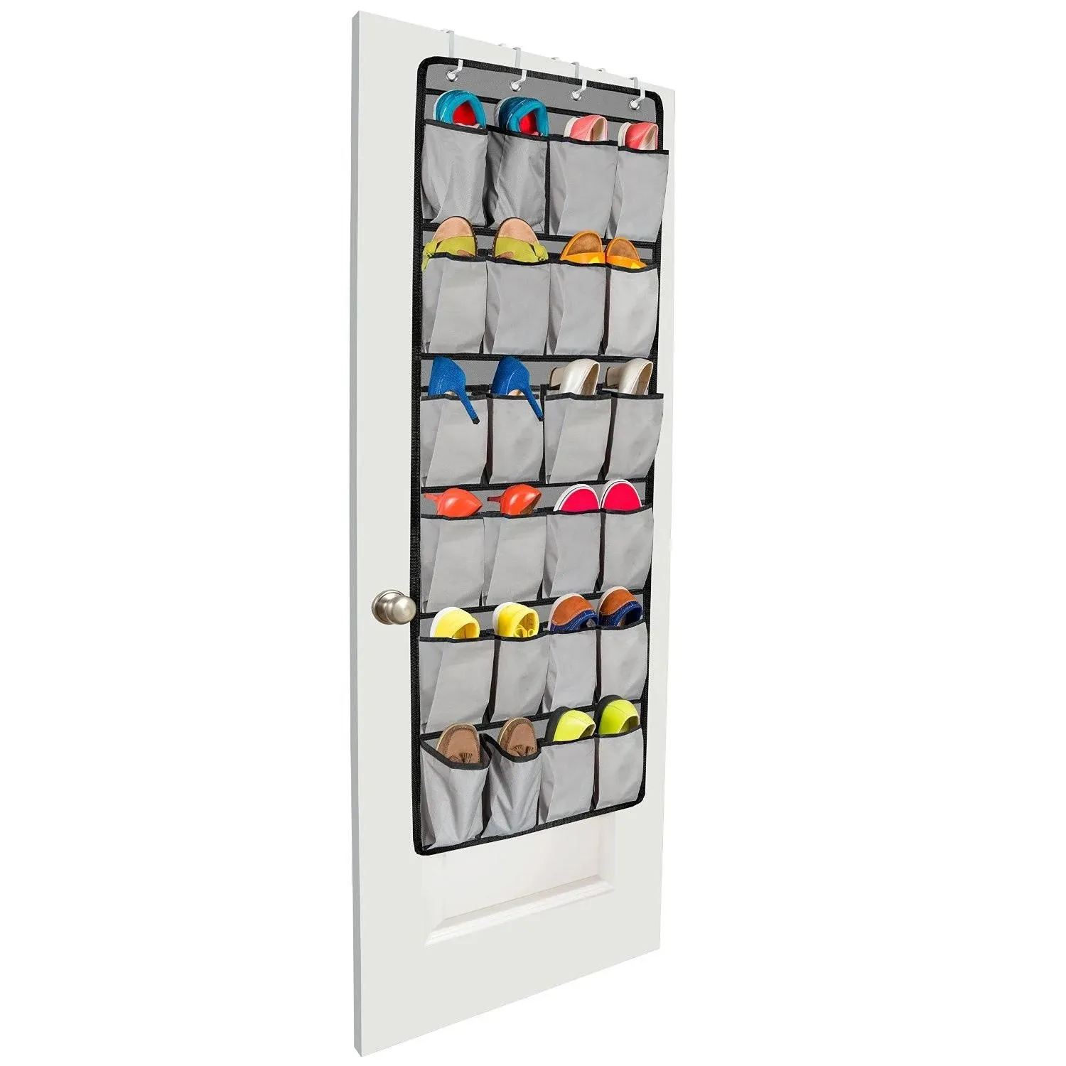 Unjumbly Over the Door Shoe Organizer, 24 Large Pocket Shoe Rack Over the Door C