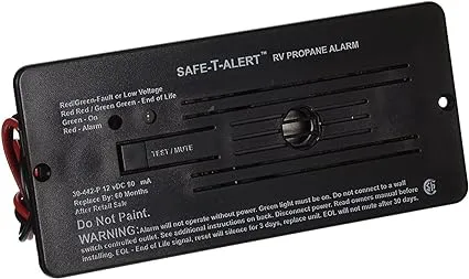 Safe T Alert 30-442-P-BL RV Trailer Classic LP Gas Alarm Flush Mount Black