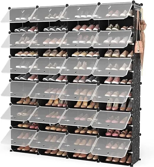 ROJASOP Big Shoe Storage Cabinet with Covers and Doors, 12-Tier Organizer 96 Pairs Extra Large Plastic Portable rack Organizer for Closet Entryway Bedroom