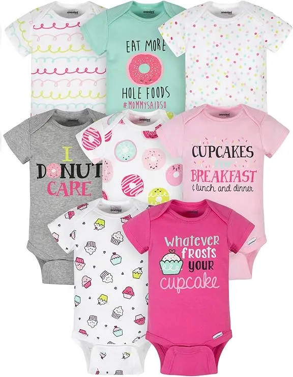 Onesies Brand Baby Girl Short Sleeve Onesies Bodysuits, 8-Pack, Sizes Newborn - 12 Months, Infant Girl's, Pink