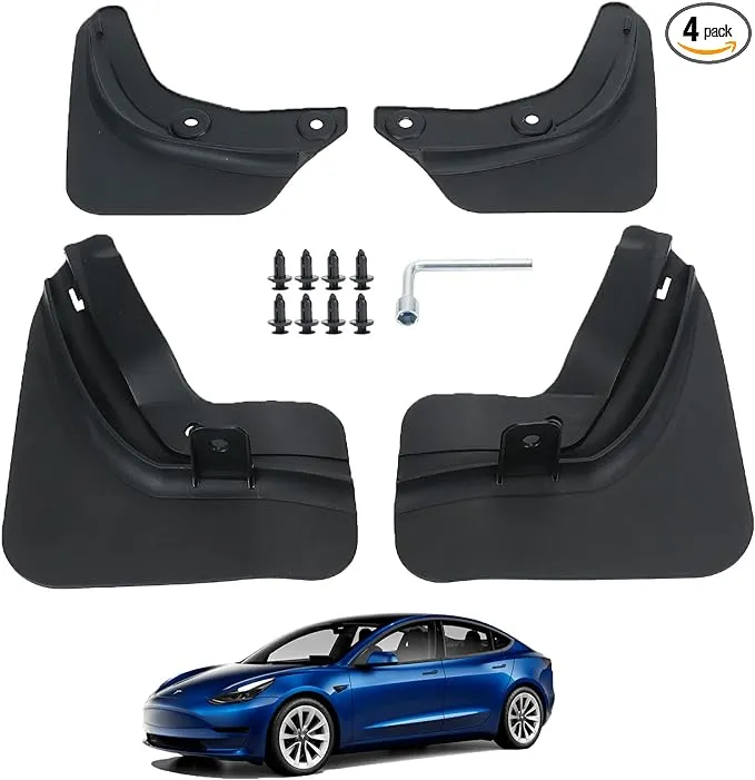 Mud Flaps, Compatible with Tesla Model 3 2023,Splash Guard Accessories, No Drilling Required, Black