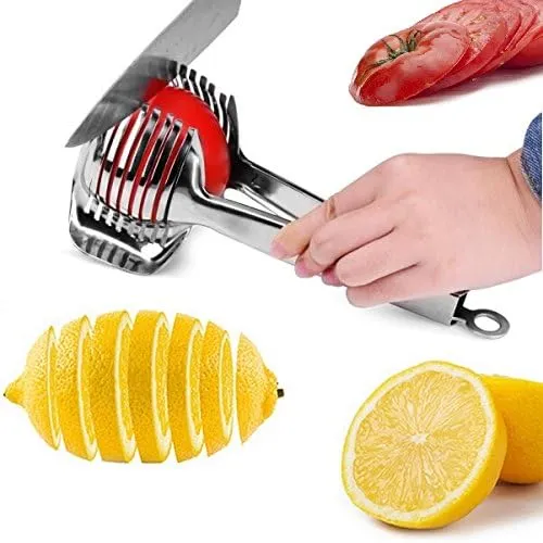 Tomato Egg Onions Lemons Slice Holder Shreader Cutter Guide Tongs with Handle