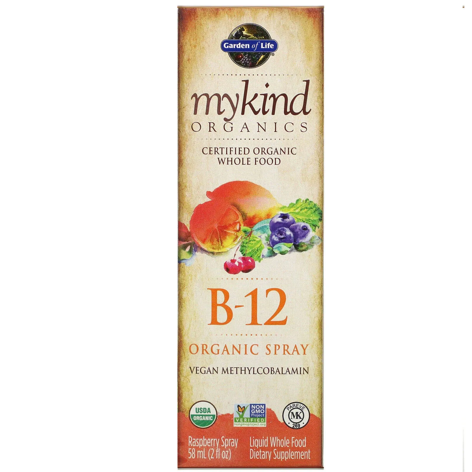 Garden of Life B12 Vitamin - mykind Organic Whole Food B-12 for Metabolism and Energy, Raspberry, 2oz Liquid