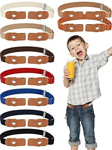 Syhood 9 Pieces Buckle Free Kids Toddlers Belts Adjustable Elastic Belts Stretch Waistbelt for Boys and Girls