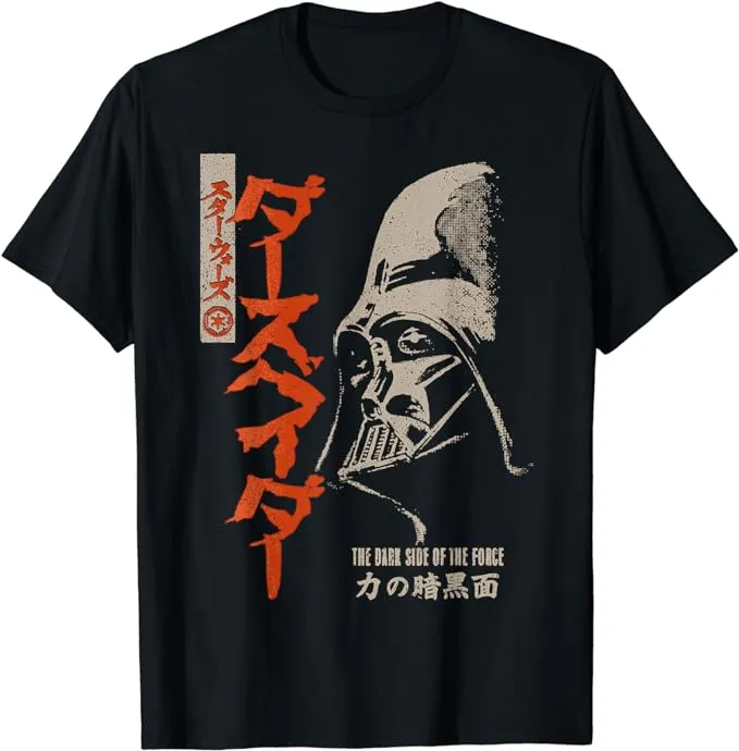 Star Wars Darth Vader Dark Side Of The Force Kanji Disney+ T-Shirt