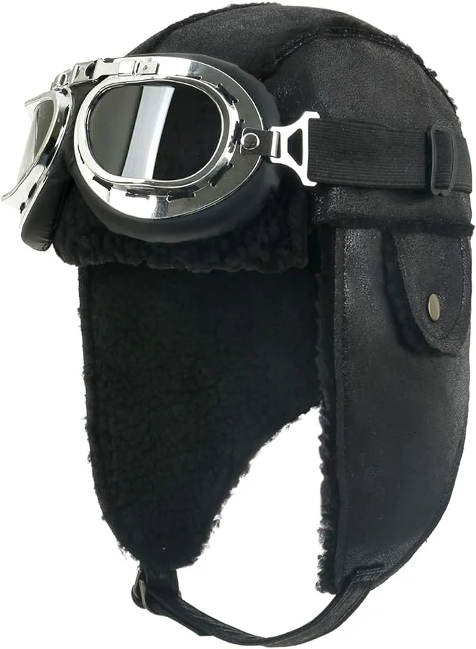 ililily Aviator Hat Winter Snowboard Fur Ear Flaps Trooper Trapper Pilot Goggles