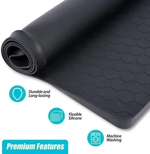 Under Sink Mat - Under Sink Mat for Kitchen Waterproof, 34" x 22" Silicone Under Sink Liner Hold up to 3.3 Gallons Liquid Sink Cabinet Protector for Water Drips, Leaks, Spills