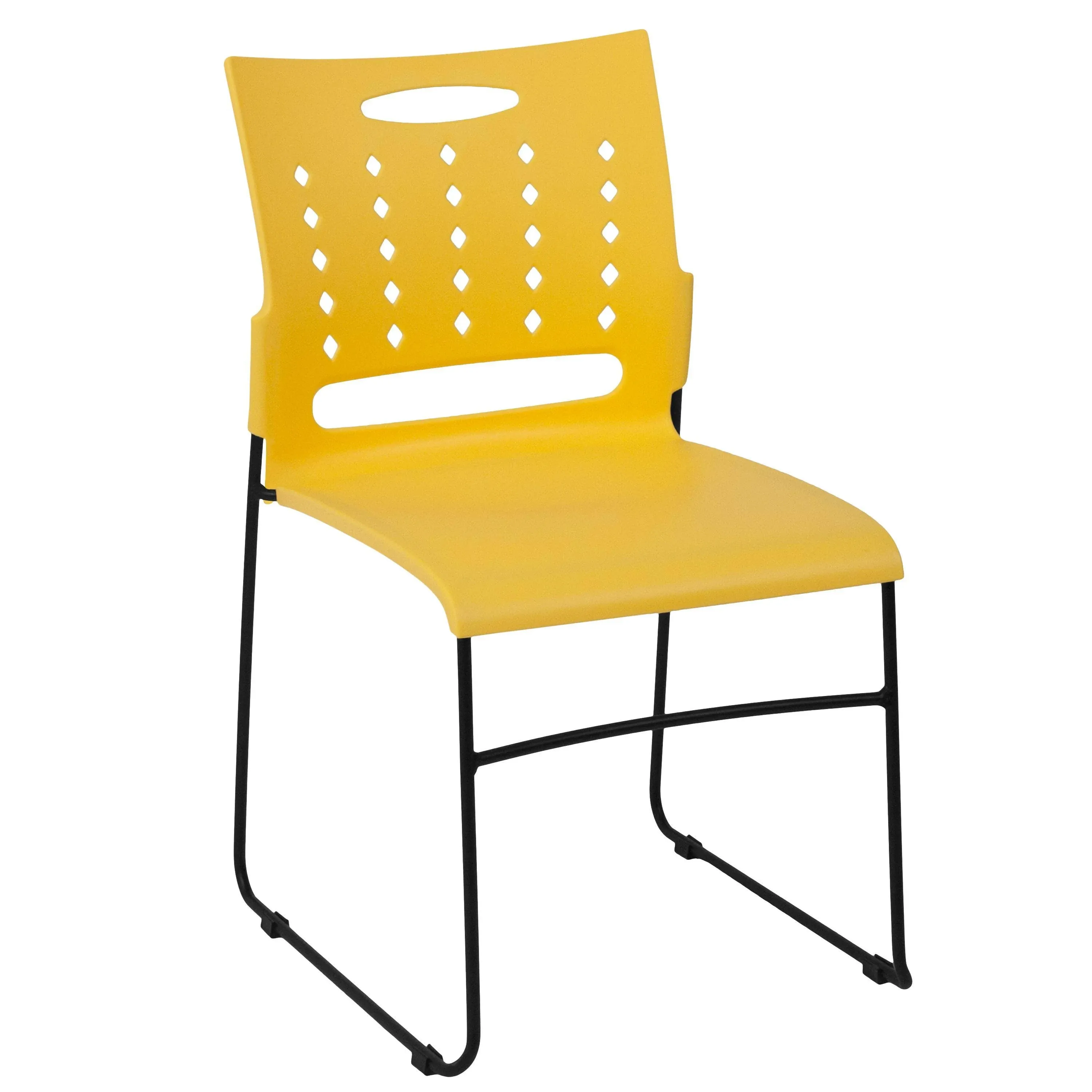 Flash Furniture HERCULES Series 881 lb. Capacity Yellow Sled Base Stack Chair with Air-Vent Back