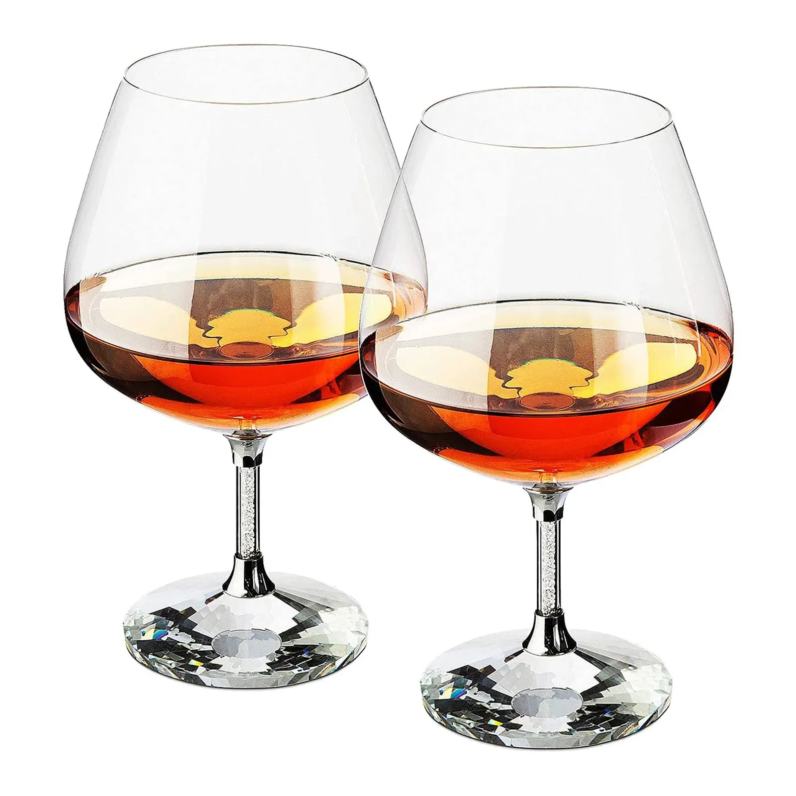 Diamond Brandy Snifters Whiskey Glasses Set of 2 - For Drinking Whiskey, Liquor, Bourbon, Perfect For Any Bar or Party 12oz Diamond Glasses by The Wine Savant -