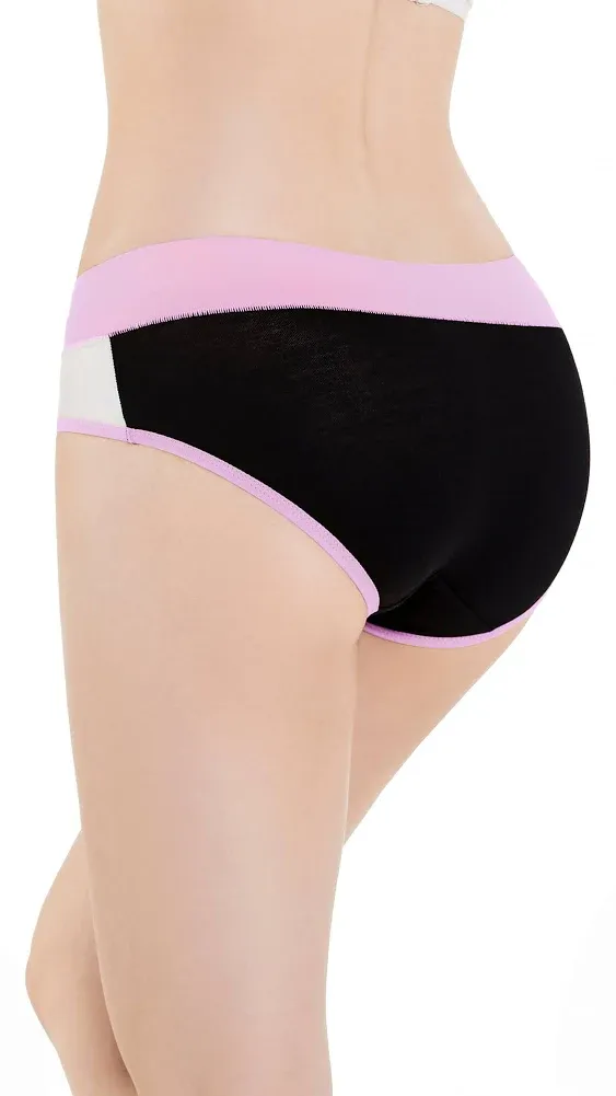 INNERSY Big Girls Underwear Soft Cotton Briefs Mid-Rise Panties for Teen Girls 6 Pack (L(12-14 yrs), Black with Colorful Band)