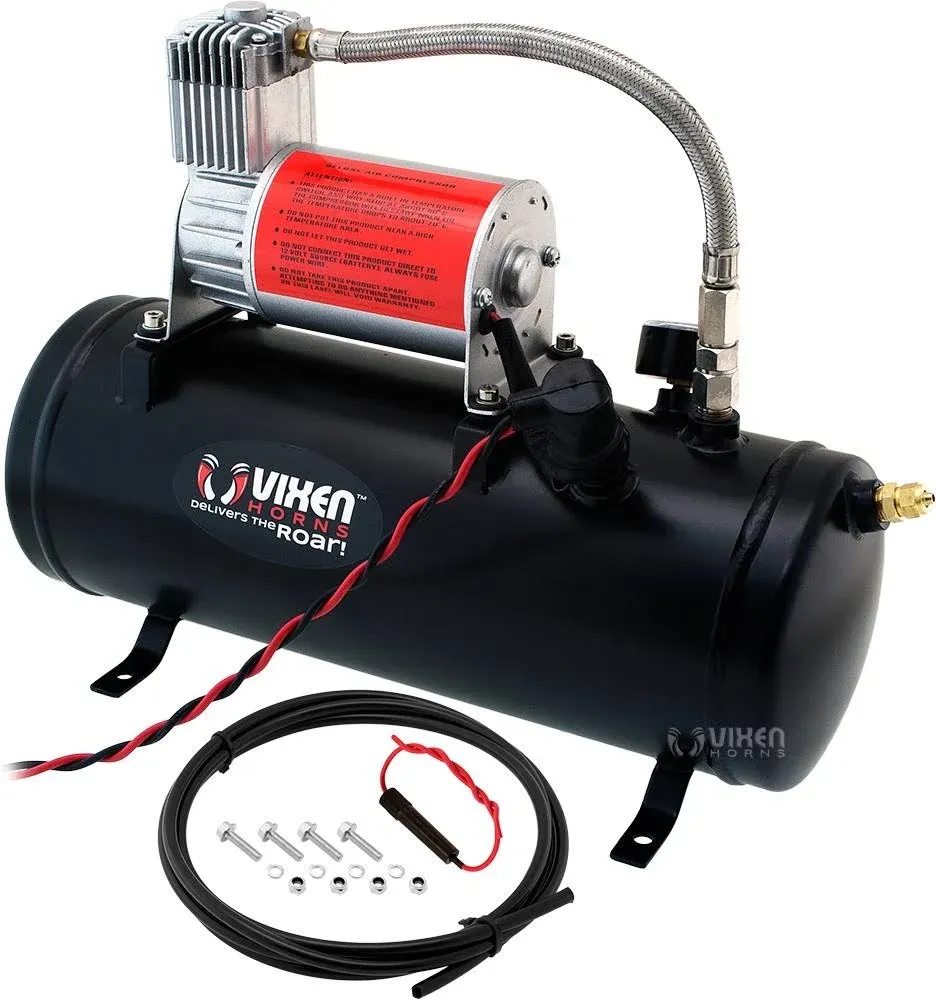 Vixen Horns 1.5 Gallon (6 Liter) Train/Air Horn Tank with 150 PSI Compressor ...