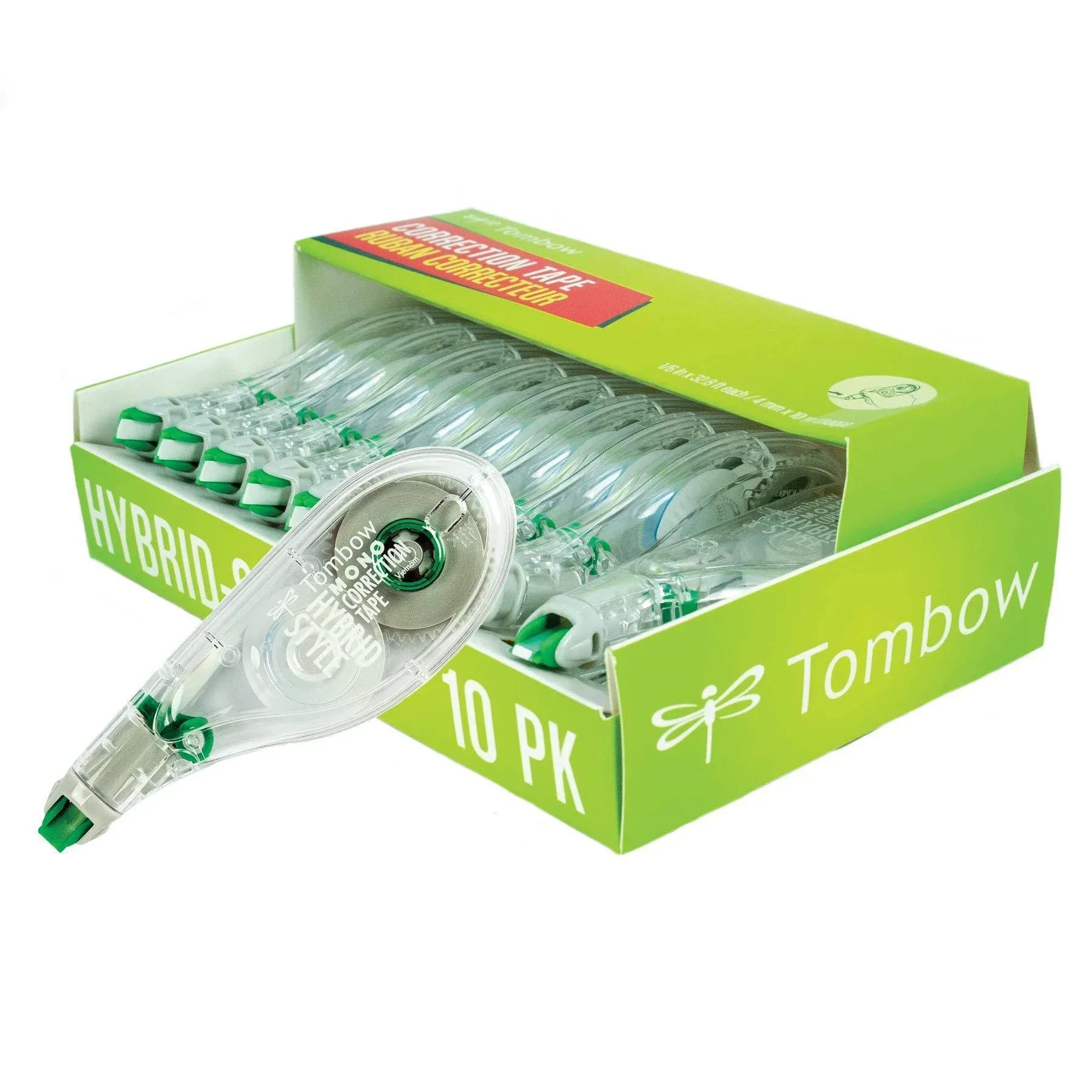 Tombow 68721 MONO Hybrid Correction Tape - 10 Pack Easy-To-Use Applicator