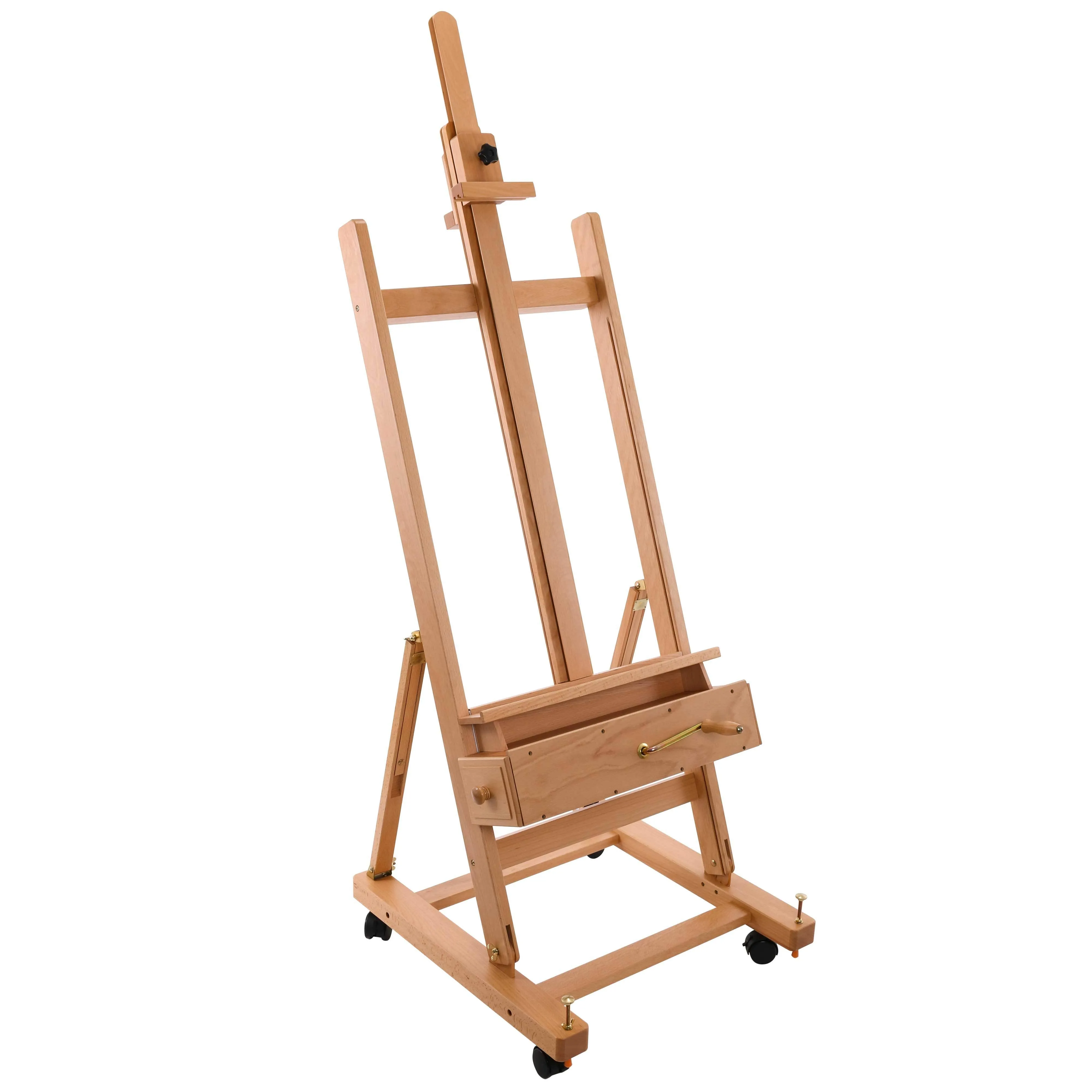 U.S. Art Supply Rocker Crank Wooden Adjustable Studio Easel - Extra Large Heavy 